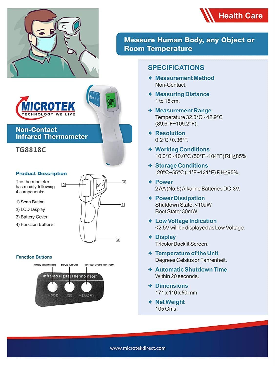 Microtek TG8818C Infrared Thermometer